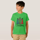 Leopard Kreuz Weihnachtsbäume Christlich T-Shirt (Vorne ganz)