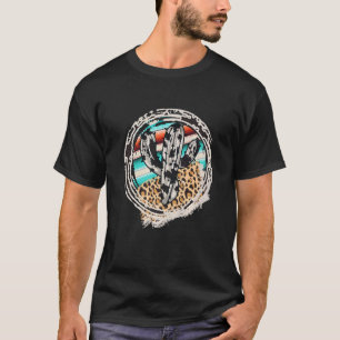 Leopard-Kuh-Muster Kaktus Serape Druck Cowgirl Ro T-Shirt