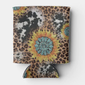 Leopard Kuh Print Sunflower Sublimation Dosenkühler (Vorderseite)