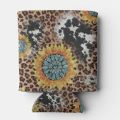 Leopard Kuh Print Sunflower Sublimation Dosenkühler (Rückseite)