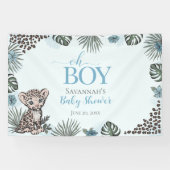 Leopard-Küken Blau Baby Shower Banner (Horizontal)