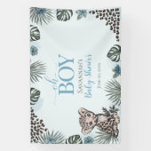 Leopard-Küken Blau Baby Shower Banner (Vertikal)