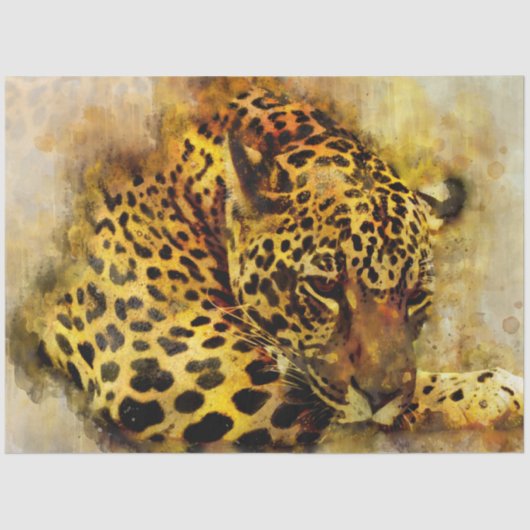 Leopard Kunstfarbendekoupage Tissue Seidenpapier (Vorderseite)