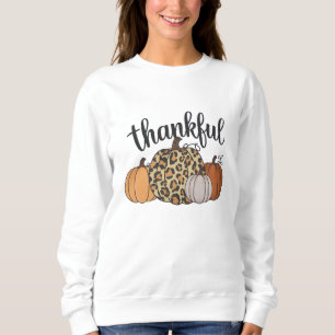 Leopard-Kürbis-Saison Erntedankfest Halloween Herb Sweatshirt