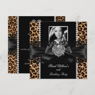 Leopard-Lace-Diamant-Herz-Foto-Birthday-Party Einladung