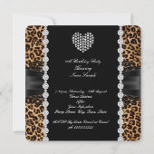 Leopard Lace Diamond Heart Foto Birthday Party 2 Einladung (Rückseite)