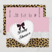 Leopard Lace Heart Baby Dusche Einladung (Vorne/Hinten)