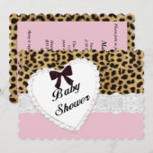 Leopard Lace Heart Baby Dusche Einladung (Vorne/Hinten)