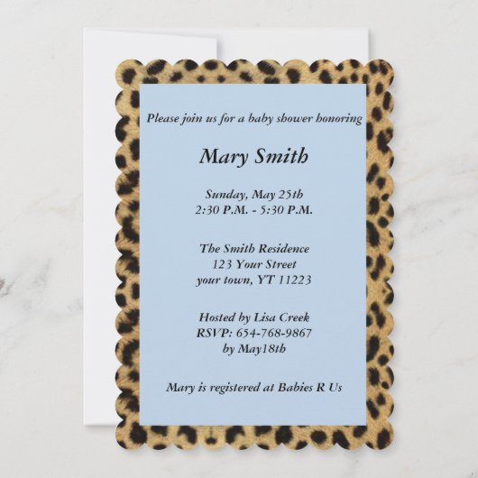Leopard Lace Heart Baby Dusche Einladung (Rückseite)