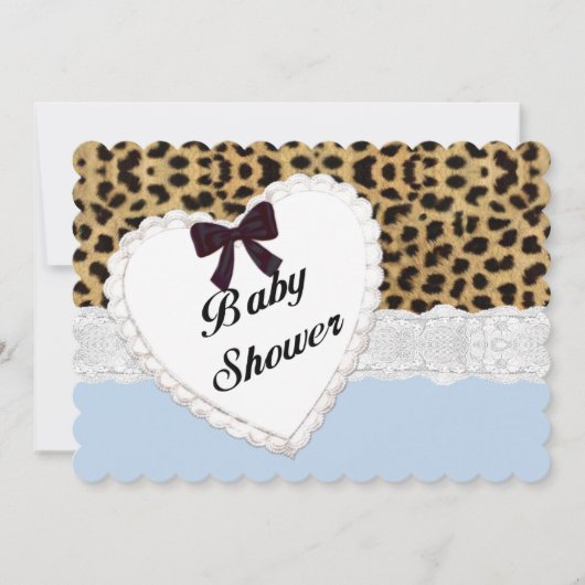 Leopard Lace Heart Baby Dusche Einladung (Vorderseite)