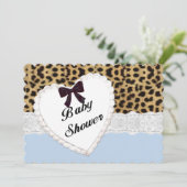 Leopard Lace Heart Baby Dusche Einladung (Stehend Vorderseite)