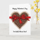 Leopard Lace Red Ribbon Valentine's Day Heart Karte (Gelbe Blume)