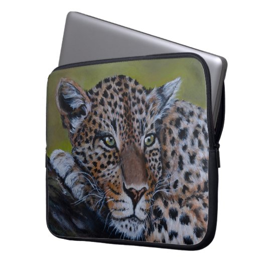 Leopard Laptop Case (Vorderseite Links)