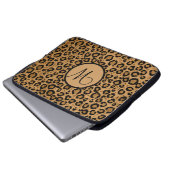 Leopard-Laptop-Hülse mit Initiale Laptopschutzhülle (Vorne Knopf)