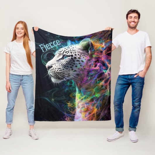 Leopard, lebhafter Swirt, farbig blau grün Lila Fleecedecke (Beispiel)