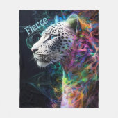 Leopard, lebhafter Swirt, farbig blau grün Lila Fleecedecke (Vorderseite)