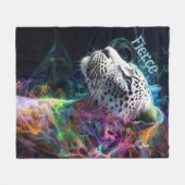 Leopard, lebhafter Swirt, farbig blau grün Lila Fleecedecke (Vorderseite (Horizontal))