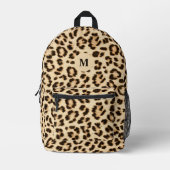 Leopard Leder Druckmuster Monogramm Bedruckter Rucksack (Vorderseite)