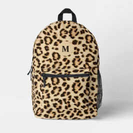 Leopard Leder Druckmuster Monogramm Bedruckter Rucksack