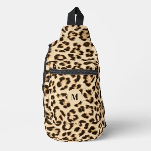 Leopard Leder Druckmuster Monogramm Crossbody Bag (Vorderseite)