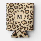 Leopard Leder Druckmuster Monogramm Dosenkühler (Vorderseite)