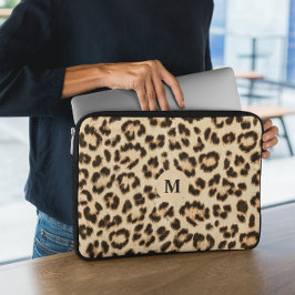 Leopard Leder Druckmuster Monogramm Laptopschutzhülle