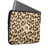 Leopard Leder Druckmuster Monogramm Laptopschutzhülle (Vorne Rechts)