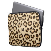Leopard Leder Druckmuster Monogramm Laptopschutzhülle (Vorderseite Links)