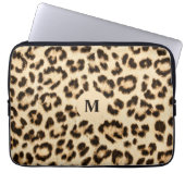 Leopard Leder Druckmuster Monogramm Laptopschutzhülle (Vorderseite)