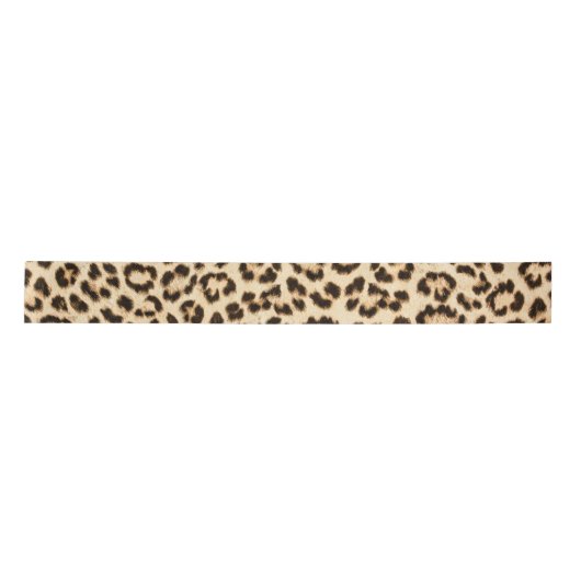 Leopard Leder Druckmuster Monogramm Satinband (Vorderseite)