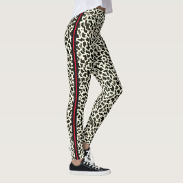 Leopard-Leggings mit Rotem Streifen Leggings