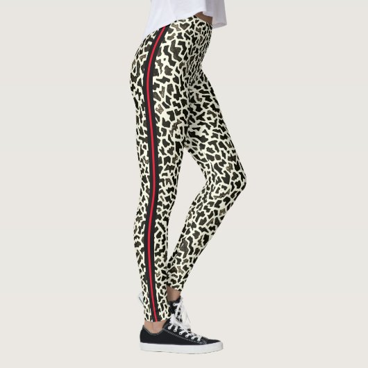 Leopard-Leggings mit Rotem Streifen Leggings (Rechts)