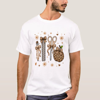 Leopard-Lehrer-Apfel-Schule Karo-Bleistift Coqu T-Shirt