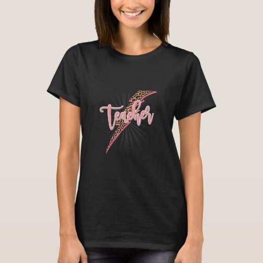 Leopard-Lehrer Blitz Zurück zur Schule Blitz T-Shirt (Vorderseite)