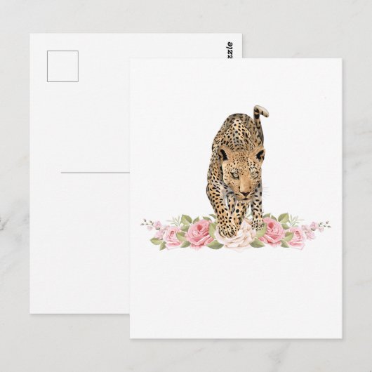 Leopard, Leopard-Rose, Leopard-Blume Postkarte (Vorne/Hinten)