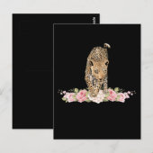 Leopard, Leopard Rose, Leopard Blume Postkarte (Vorne/Hinten)