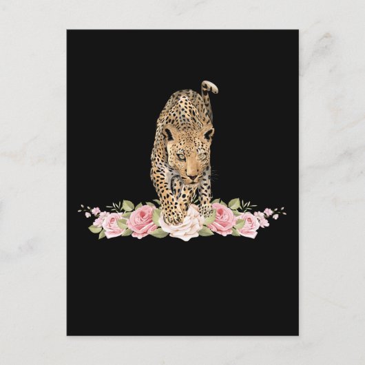 Leopard, Leopard Rose, Leopard Blume Postkarte (Vorderseite)