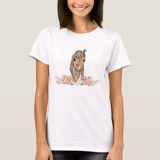 Leopard, Leopard, Rose Leopard, Leopard Blume T -  T-Shirt (Vorderseite)