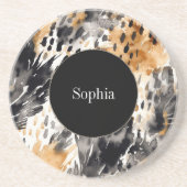 Leopard-Leopard-Tier Getränkeuntersetzer (Vorne)