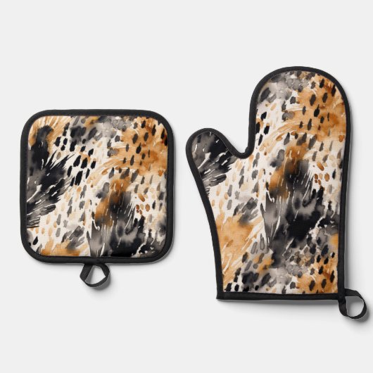 Leopard-Leopard-Tier Ofenhandschuh & Topflappen-Set (Vorderseite)