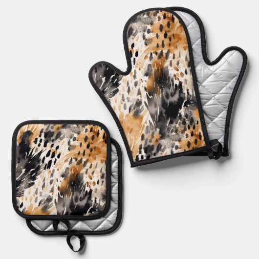 Leopard-Leopard-Tier Ofenhandschuh & Topflappen-Set (Vorderseite/Rückseite)