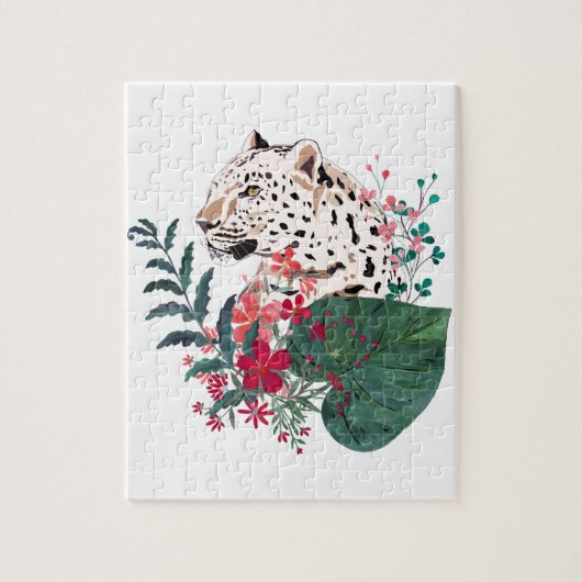 Leopard, Leopardenmuzzle, blumenreich , botanisch Puzzle (Vertikal)