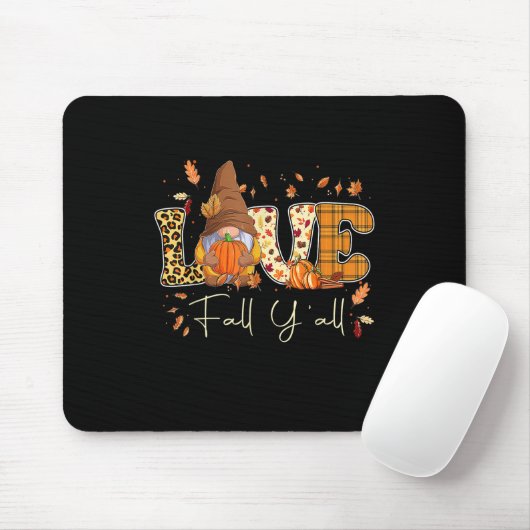 Leopard Liebe Fall Y'all Gnome Gnomies Pumpkin Hal Mousepad (Mit Mouse)