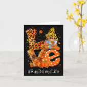Leopard Liebe Gnome Fall Pumpkin Bus Driver Life T Karte (Gelbe Blume)