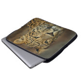 Leopard Liebe Kunst Laptopschutzhülle (Vorne Knopf)