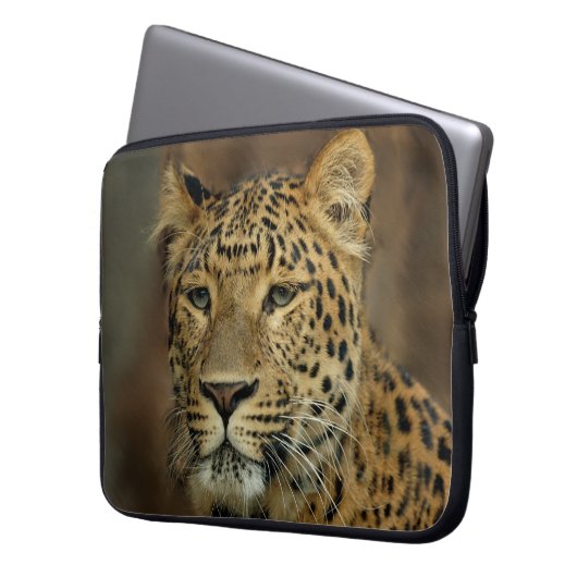 Leopard Liebe Kunst Laptopschutzhülle (Vorderseite Links)