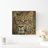 Leopard Liebe Kunst Quadratische Wanduhr (Zuhause)