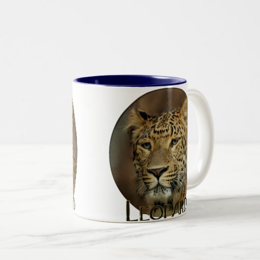 Leopard Liebe Kunst Zweifarbige Tasse (VorderseiteRechts)