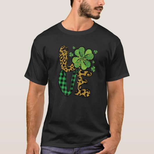 Leopard Liebe Lucky Kleeblatt C Irish St Patrick D T-Shirt (Vorderseite)