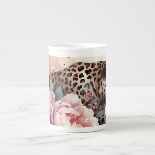 Leopard Liebe & Rose Tasse (Vorderseite)